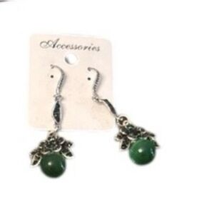 New Green Silver Dangle Earrings